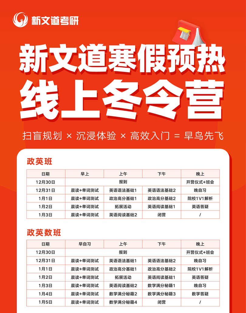 2024考研湖北新文道寒假預熱線上冬令營報名開始了
